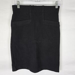 Ganni Pencil Skirt Women's Medium Knee Length Textured Woven Knit Zipper Black